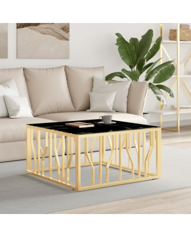 Table basse doré 80x80x40 cm acier inoxydable et verre | Mobilier & Déco