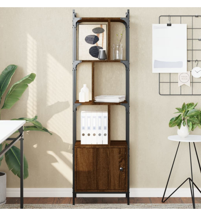 Bibliothèque avec porte chêne marron 44,5x30x154,5 cm | Mobilier & Déco