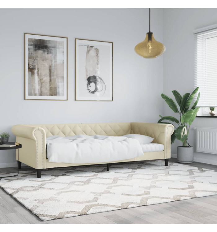 Lit de jour sans matelas crème 80x200 cm similicuir | Mobilier & Déco