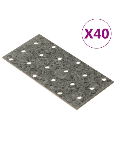 Plaques perforées 40 pcs 2 mm 120x60 mm acier galvanisé | Mobilier & Déco