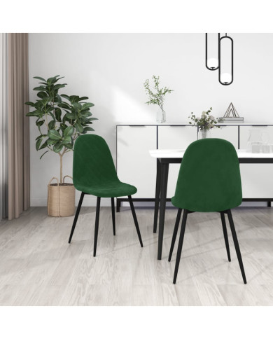 Chaises à manger lot de 2 Vert foncé Velours | Mobilier & Déco