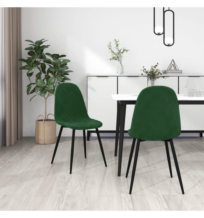 Chaises à manger lot de 2 Vert foncé Velours | Mobilier & Déco