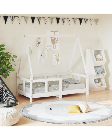 Cadre de lit pour enfant blanc 70x140 cm bois de pin massif | Mobilier & Déco