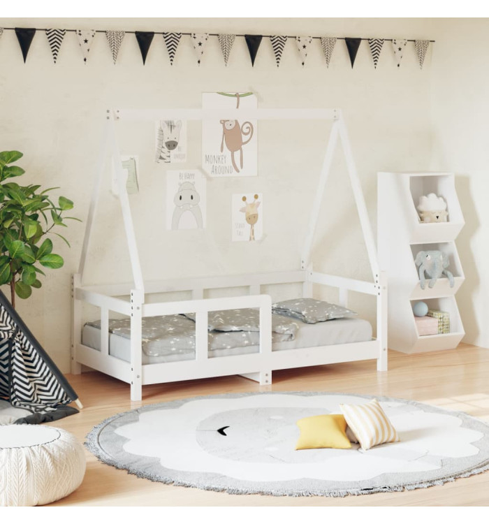 Cadre de lit pour enfant blanc 70x140 cm bois de pin massif | Mobilier & Déco