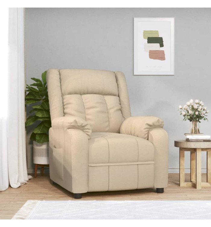 Fauteuil inclinable Crème Tissu | Mobilier & Déco