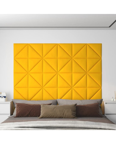 Panneaux muraux 12 pcs Jaune 30x30 cm Velours 0,54 m² | Mobilier & Déco