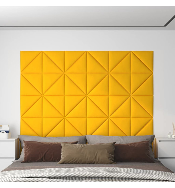 Panneaux muraux 12 pcs Jaune 30x30 cm Velours 0,54 m² | Mobilier & Déco