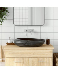 Vasque à poser gris et noir ovale 59x40x14 cm céramique | Mobilier & Déco