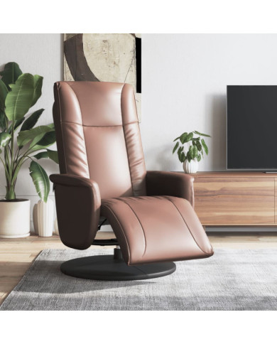 Fauteuil inclinable avec repose-pieds marron similicuir | Mobilier & Déco