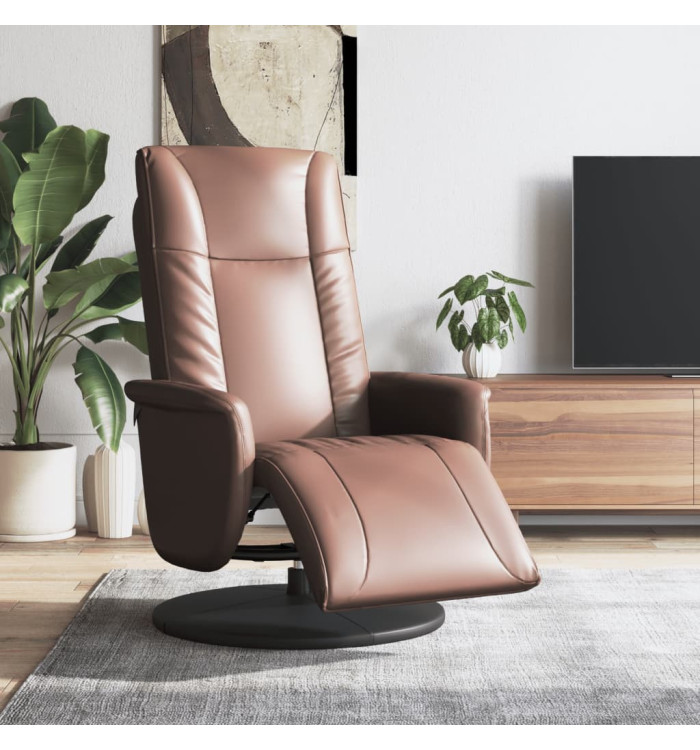Fauteuil inclinable avec repose-pieds marron similicuir | Mobilier & Déco