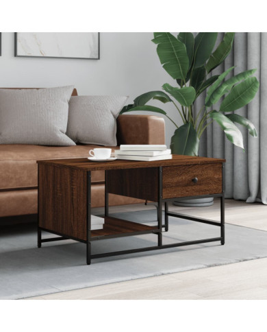 Table basse chêne marron 85,5x51x45 cm bois d'ingénierie | Mobilier & Déco