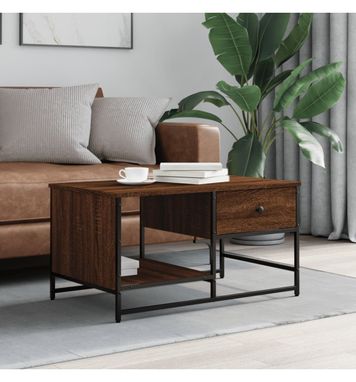 Table basse chêne marron 85,5x51x45 cm bois d'ingénierie | Mobilier & Déco