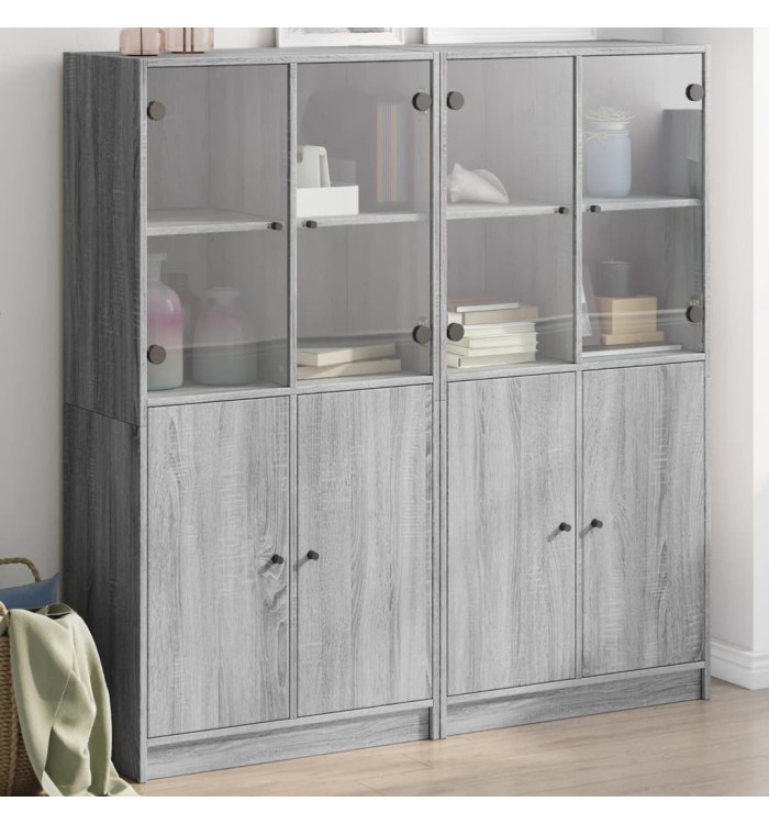 Bibliothèque avec portes sonoma gris 136x37x142 cm | Mobilier & Déco
