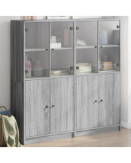 Bibliothèque avec portes sonoma gris 136x37x142 cm | Mobilier & Déco