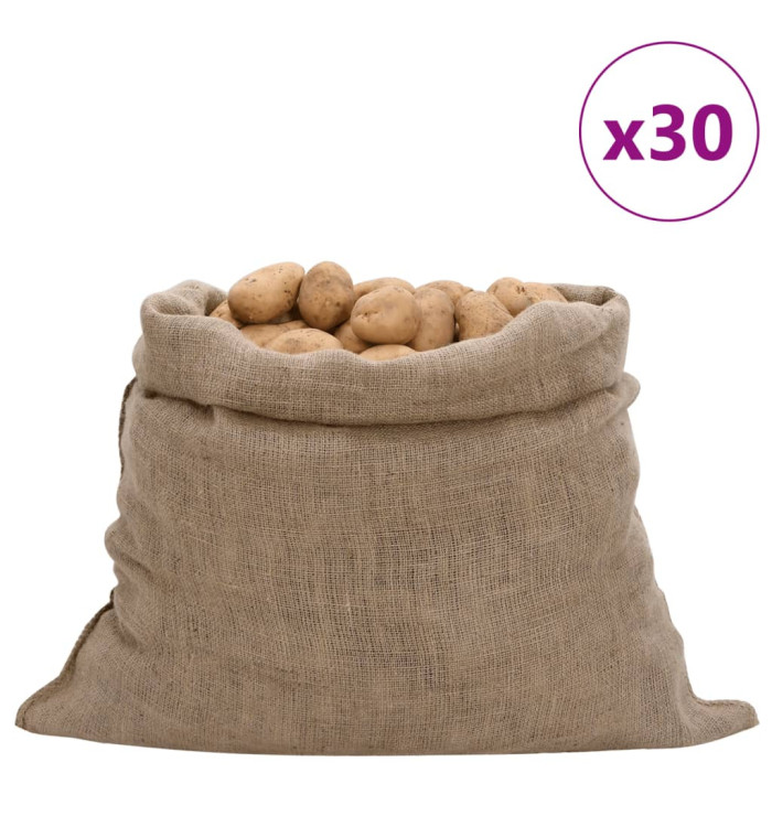 Sacs en jute 30 pcs 100x110 cm 100 % jute 220 g/m² | Mobilier & Déco