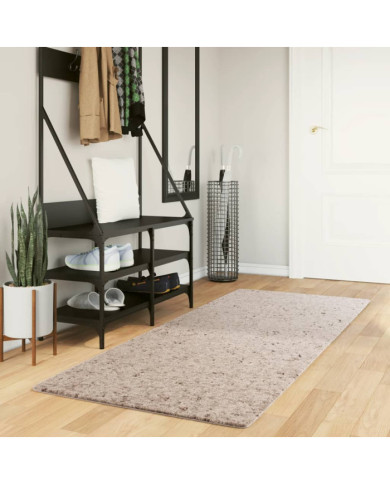 Tapis shaggy PAMPLONA poils longs moderne beige 80x200 cm | Mobilier & Déco