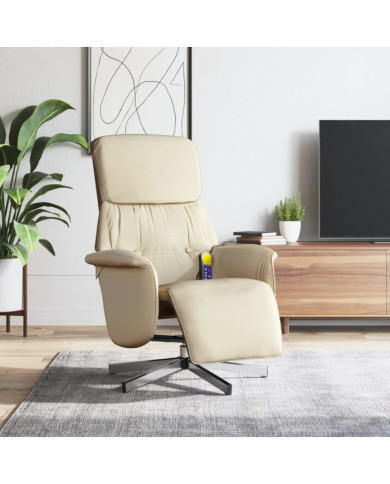 Fauteuil inclinable de massage avec repose-pieds crème tissu | Mobilier & Déco