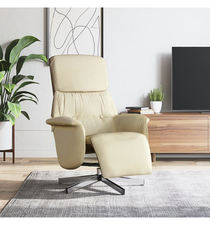 Fauteuil inclinable avec repose-pied crème tissu | Mobilier & Déco