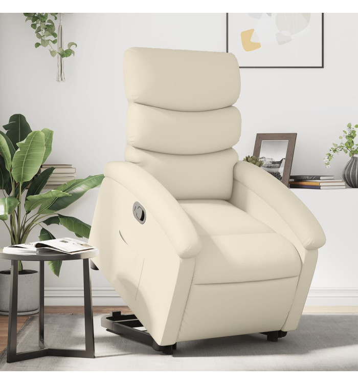 Fauteuil inclinable Crème Similicuir | Mobilier & Déco