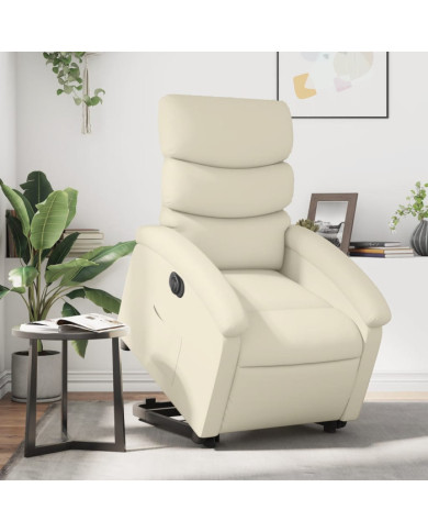 Fauteuil inclinable électrique crème similicuir | Mobilier & Déco