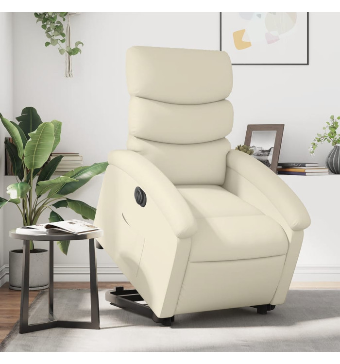 Fauteuil inclinable électrique crème similicuir | Mobilier & Déco