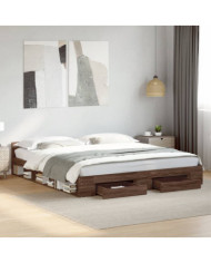 Cadre de lit avec tiroirs sans matelas chêne marron 180x200 cm | Mobilier & Déco