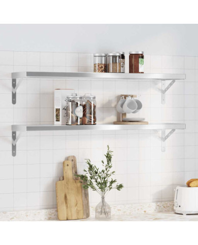 Étagères murales 2 pcs 100x23,5 cm argenté acier inoxydable | Mobilier & Déco