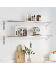 Étagères murales 2 pcs 100x23,5 cm argenté acier inoxydable | Mobilier & Déco