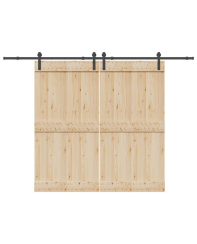 Kit de quincaillerie de porte coulissante 305 cm acier noir | Mobilier & Déco