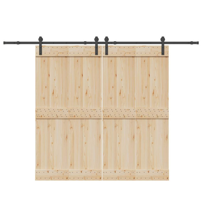 Kit de quincaillerie de porte coulissante 305 cm acier noir | Mobilier & Déco