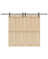 Kit de quincaillerie de porte coulissante 305 cm acier noir | Mobilier & Déco