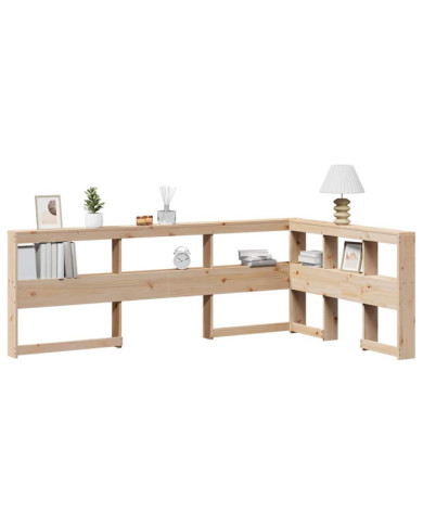 Tête de lit de bibliothèque en forme de L bois massif de pin | Mobilier & Déco