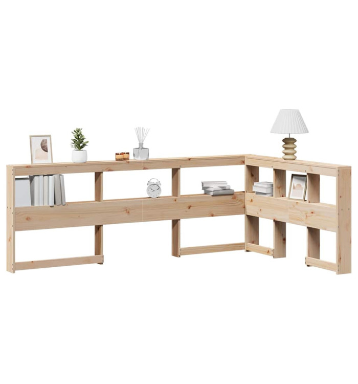 Tête de lit de bibliothèque en forme de L bois massif de pin | Mobilier & Déco