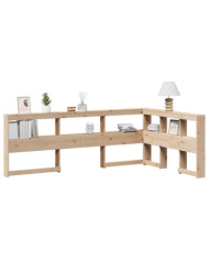 Tête de lit de bibliothèque en forme de L bois massif de pin | Mobilier & Déco