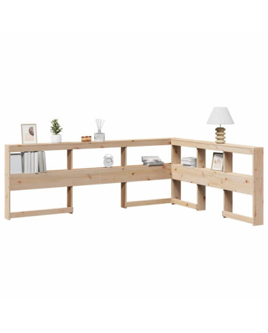 Tête de lit de bibliothèque en forme de L bois massif de pin | Mobilier & Déco