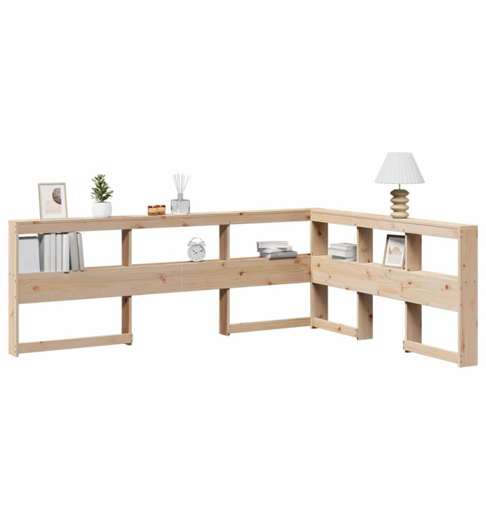 Tête de lit de bibliothèque en forme de L bois massif de pin | Mobilier & Déco