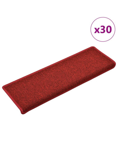 Tapis d'escalier 30 pcs 65x21x4 cm Rouge | Mobilier & Déco