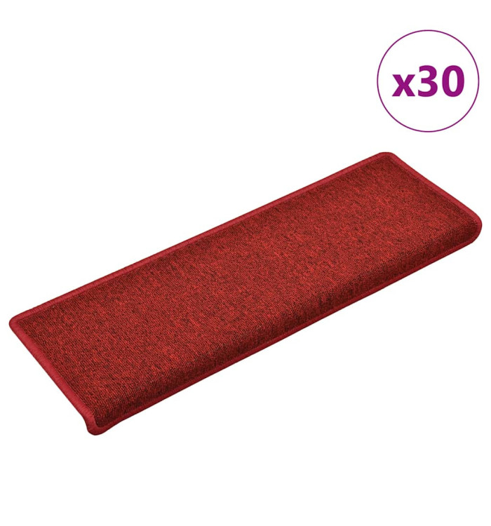 Tapis d'escalier 30 pcs 65x21x4 cm Rouge | Mobilier & Déco