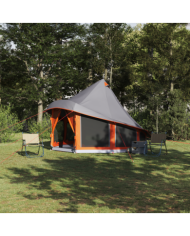 Tente familiale Tipi grise et orange pour 6 personnes | Mobilier & Déco