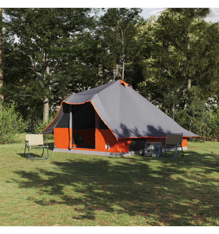 Tente Familiale Tipi Grise et Orange 8 Personnes Imperméable | Mobilier & Déco