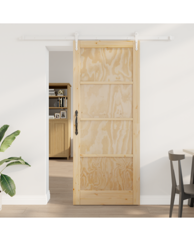 Porte coulissante avec matériel 86x211 cm en bois massif de pin | Mobilier & Déco