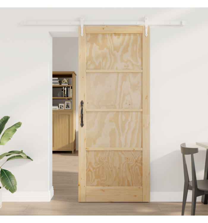 Porte coulissante avec matériel 86x211 cm en bois massif de pin | Mobilier & Déco