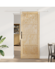 Porte coulissante avec matériel 86x211 cm en bois massif de pin | Mobilier & Déco