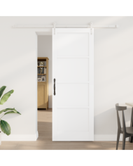 Porte Coulissante avec Matériel Blanc 78x211 cm Bois Massif de Pin | Mobilier & Déco