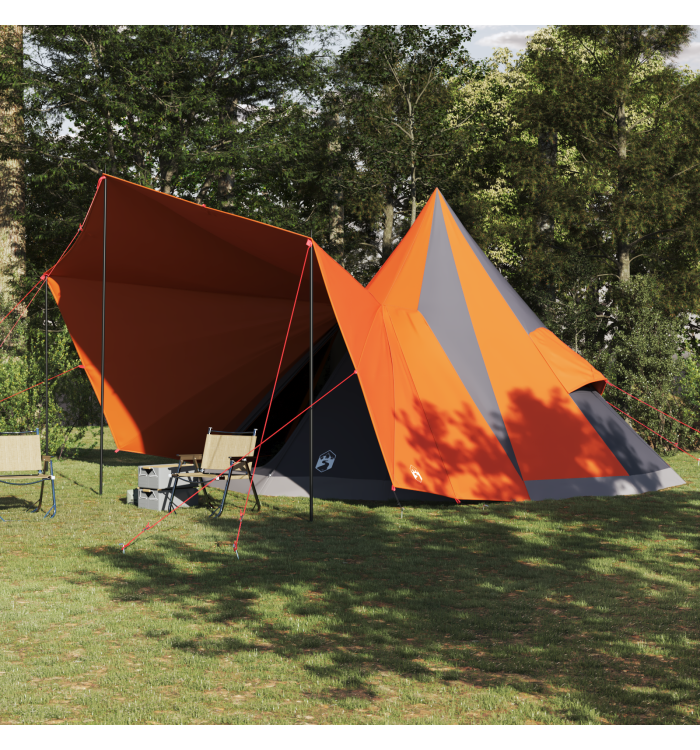 Tente Familiale Tipi Grise et Orange Imperméable Pour 12 Personnes | Mobilier & Déco