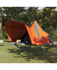 Tente Familiale Tipi Grise et Orange Imperméable Pour 12 Personnes | Mobilier & Déco