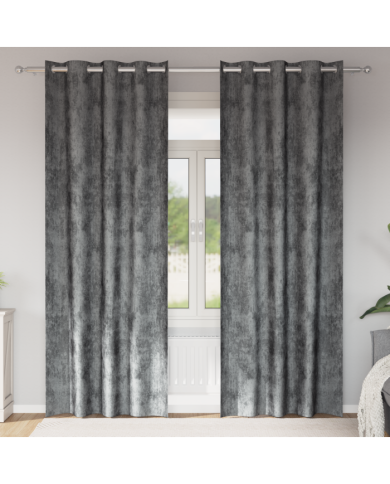 Rideaux en velours 2 pcs avec œillets gris 225x140 cm | Mobilier & Déco