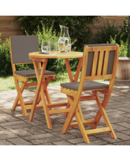 Ensemble Bistro Pliable 3 pièces avec Coussins en Bois Massif d'Acacia | Mobilier & Déco