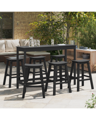 Tabourets de bar 9 pcs Noir HDPE | Mobilier & Déco