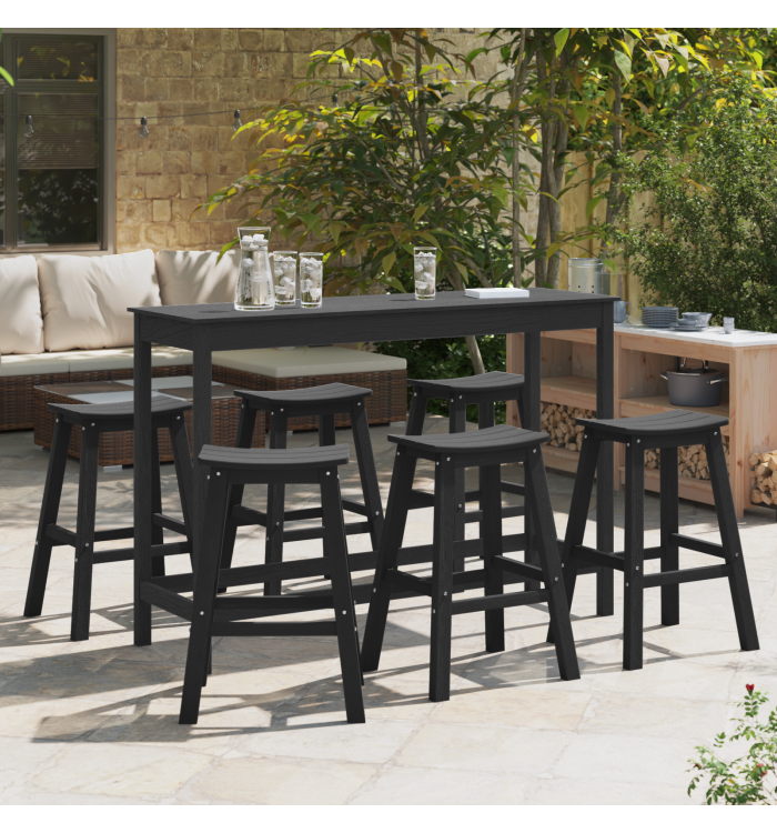 Tabourets de bar 9 pcs Noir HDPE | Mobilier & Déco